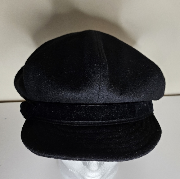 Vintage Liz Claiborne Wool Newsboy Cap Paperboy Hat Black With Bow Detail - Picture 6 of 13
